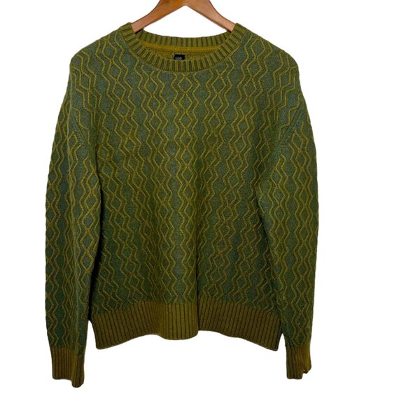 Green 3D Knit Sweater Academia Professor Teacher Indie Granola Men's Large - Picture 1 of 7